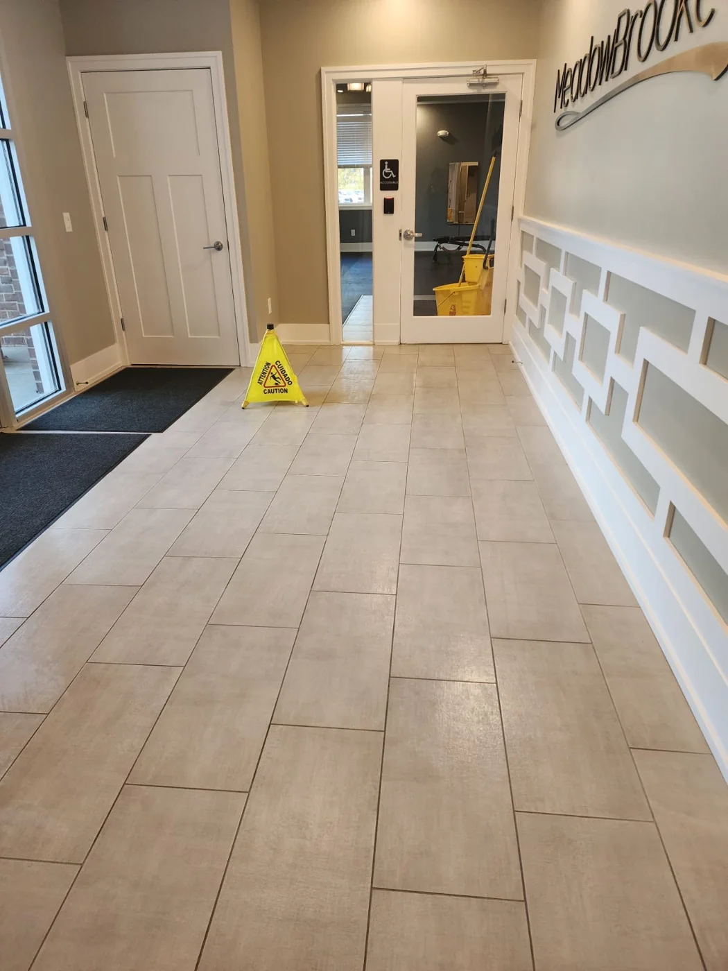 Clean lobby and tile flooring